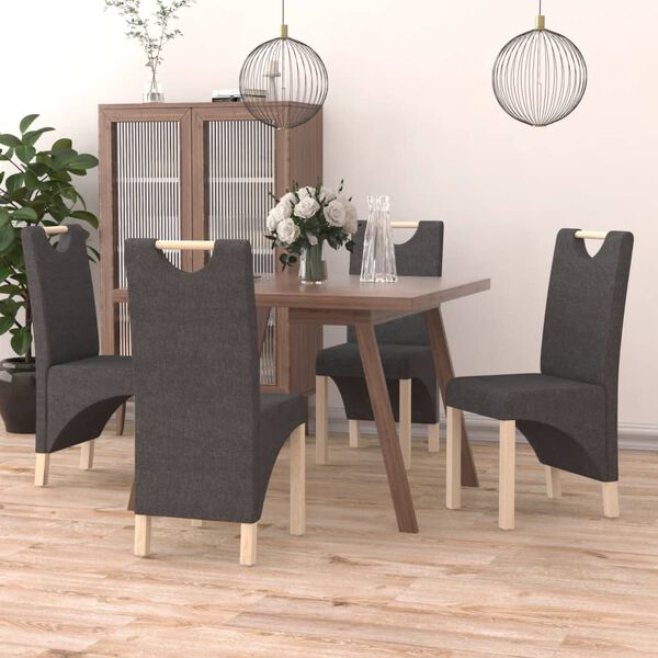 vidaXL Chaises &agrave; manger lot de 4 gris fonc&eacute; tissu