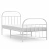vidaXL Cadre de lit m&eacute;tal sans matelas avec pied de lit blanc 90x190cm