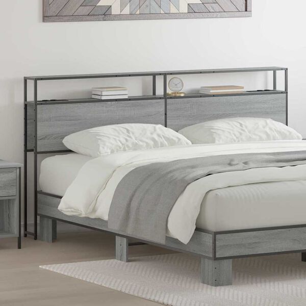 vidaXL T&ecirc;te de lit de rangement Sonoma gris 200 cm Bois d'ing&eacute;nierie