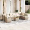 vidaXL Salon de jardin 11 pcs avec coussins beige r&eacute;sine tress&eacute;e