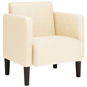 vidaXL Canap&eacute;-chaise accoudoirs cr&egrave;me 54 cm tissu velours c&ocirc;tel&eacute;