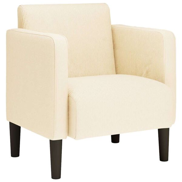 vidaXL Canap&eacute;-chaise accoudoirs cr&egrave;me 54 cm tissu velours c&ocirc;tel&eacute;