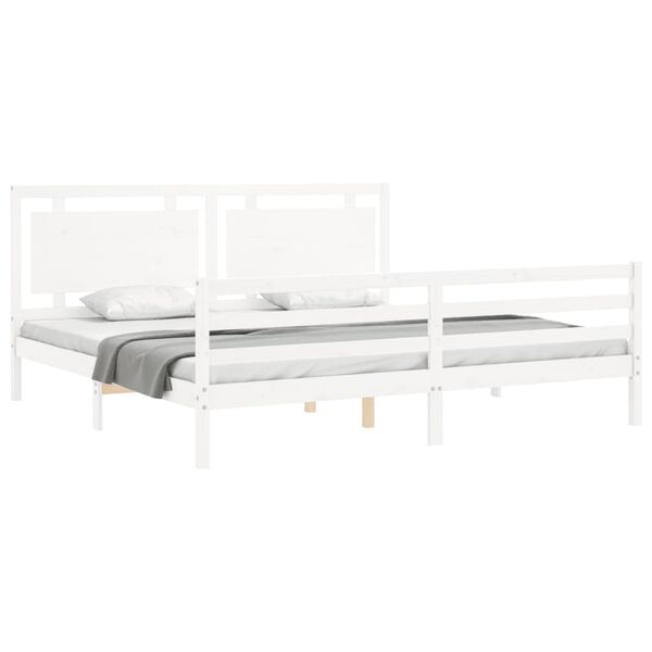 vidaXL Cadre de lit sans matelas blanc 200x200 cm bois massif