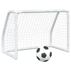 vidaXL Buts de football pour enfants 2 pcs avec ballon blanc m&eacute;tal