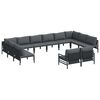 vidaXL Ensemble de canapé de jardin avec coussin 12 pcs Noir Acier