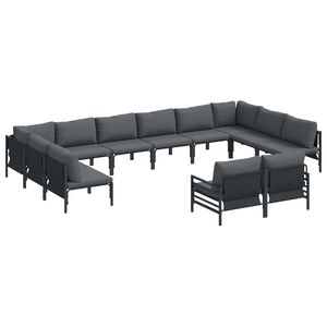 vidaXL Ensemble de canap&eacute; de jardin avec coussin 12 pcs Noir Acier