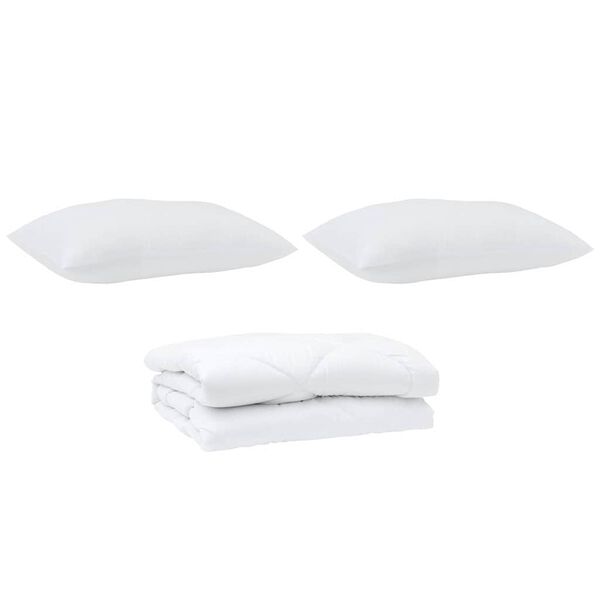 vidaXL Couette avec oreiller 3 pcs Blanc Microfibre