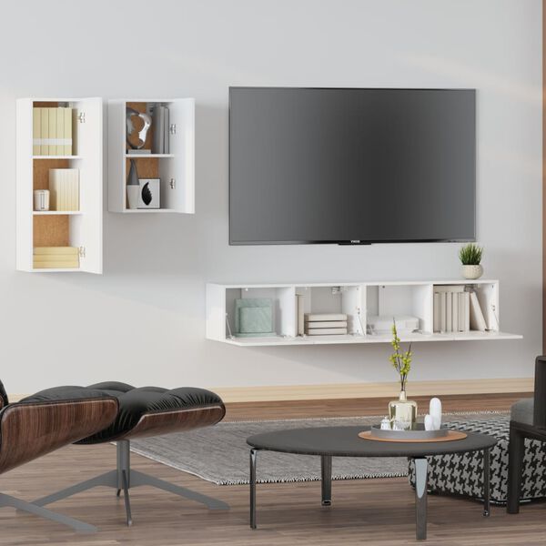 vidaXL Ensemble de meubles TV 4 pcs Blanc Bois d'ingénierie