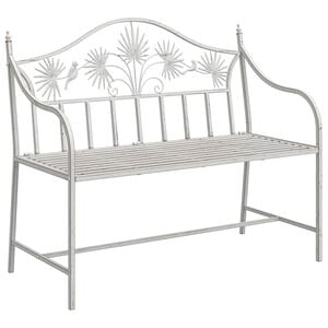 vidaXL Banc de jardin Blanc antique 104 x 52,5 x 89 cm Acier