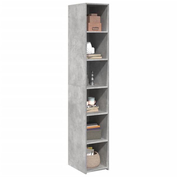 vidaXL Buffet haut gris béton 30x41x185 cm bois d'ingénierie