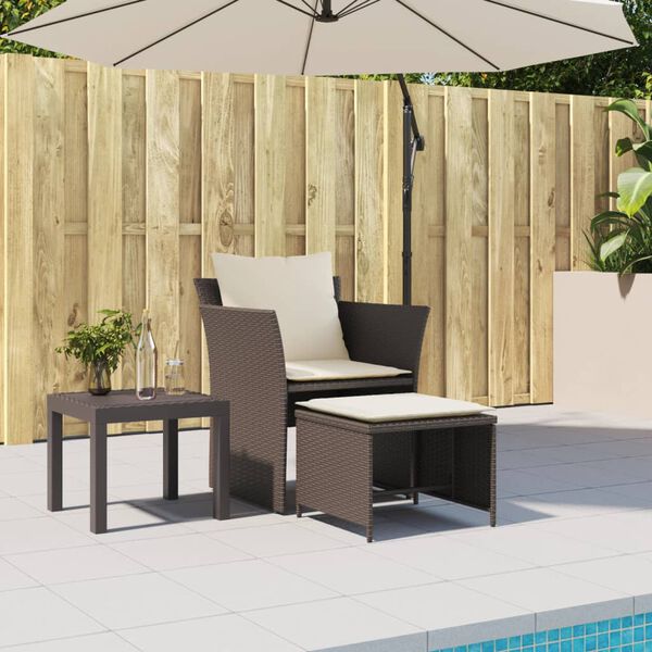 vidaXL Chaise de jardin avec tabouret marron résine tressée