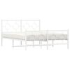 vidaXL Cadre de lit métal sans matelas et pied de lit blanc 135x190 cm