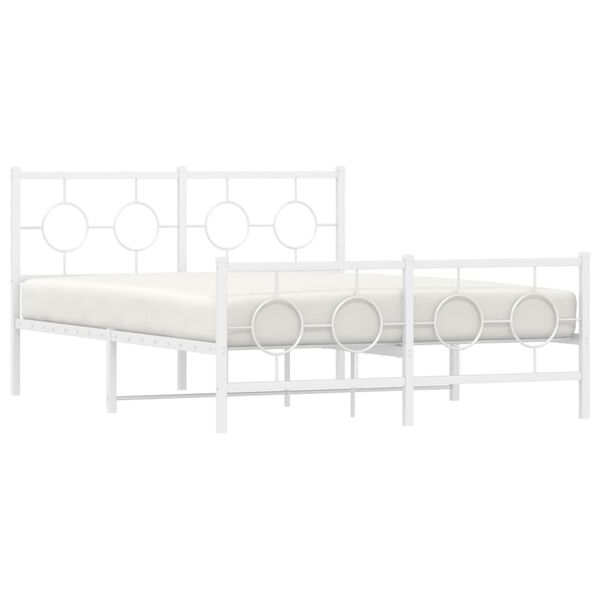 vidaXL Cadre de lit métal sans matelas et pied de lit blanc 135x190 cm