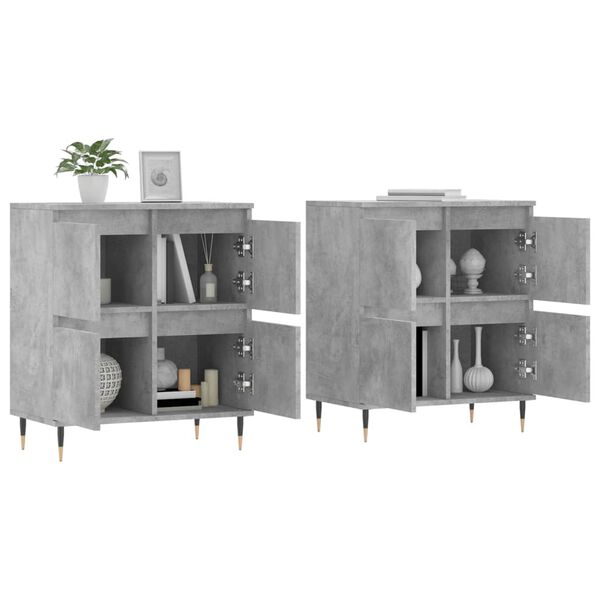 vidaXL Buffets 2 pcs gris b&eacute;ton bois d'ing&eacute;nierie