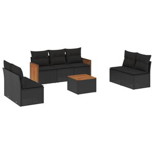 vidaXL Salon de jardin 8 pcs avec coussins noir r&eacute;sine tress&eacute;e