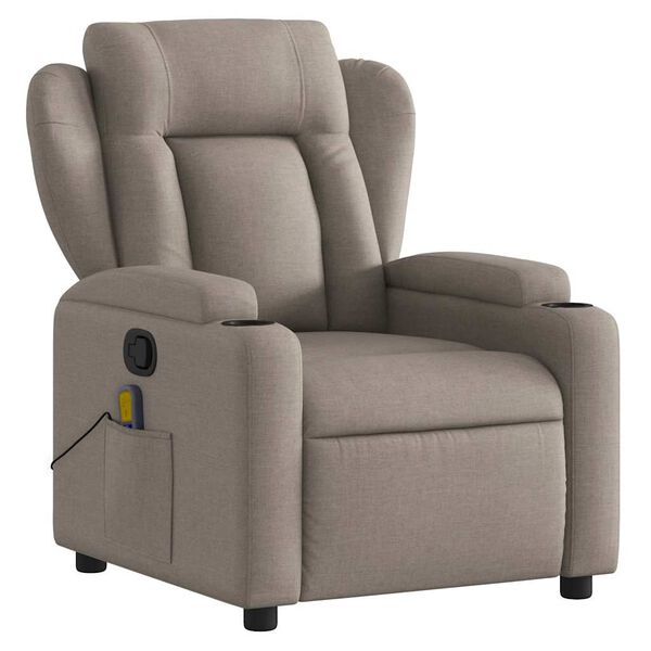 vidaXL Fauteuil inclinable de massage en tissu taupe