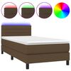 vidaXL Sommier &agrave; lattes de lit et matelas et LED Marron fonc&eacute; 90x200cm