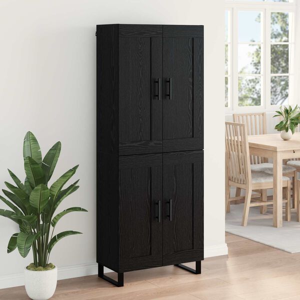 vidaXL Haut Armoire Ch&ecirc;ne noir 69,5 x 34 x 180 cm Bois d'ing&eacute;nierie