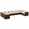 vidaXL Salon de jardin 10 pcs avec coussins marron r&eacute;sine tress&eacute;e