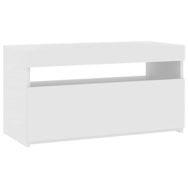 vidaXL Meuble TV avec lumières LED Blanc brillant 75x35x40 cm