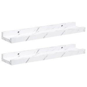 vidaXL &Eacute;tag&egrave;re Murale avec &eacute;tag&egrave;re 2 pcs Marbre blanc 40 x 9 x 3 cm