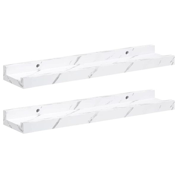 vidaXL &Eacute;tag&egrave;re Murale avec &eacute;tag&egrave;re 2 pcs Marbre blanc 40 x 9 x 3 cm