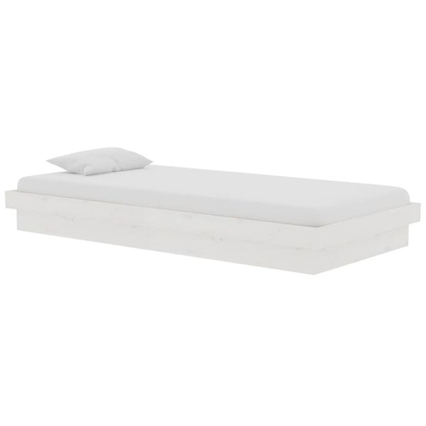 vidaXL Cadre de lit sans matelas blanc bois massif