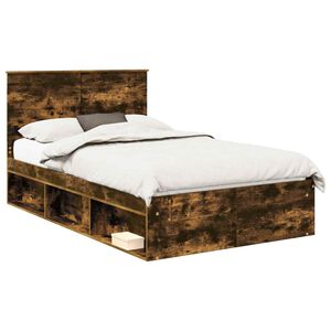 vidaXL Cadre de lit Ch&ecirc;ne fum&eacute; 120 x 190 cm Bois de pin massif