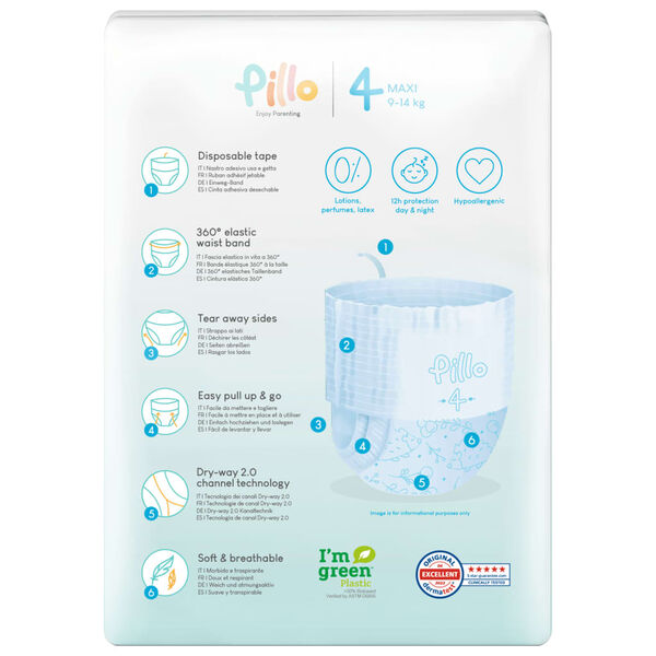 Pillo couches-culottes 132 pcs taille 4 (9-14 kg)