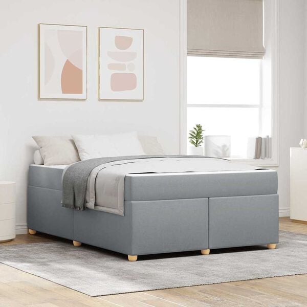 vidaXL Cadre de lit avec matelas Gris clair 160 x 200 cm tissu