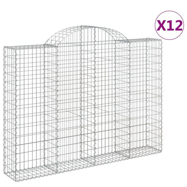 vidaXL Paniers à gabions arqués 12 pcs 200x30x140/160 cm Fer galvanisé