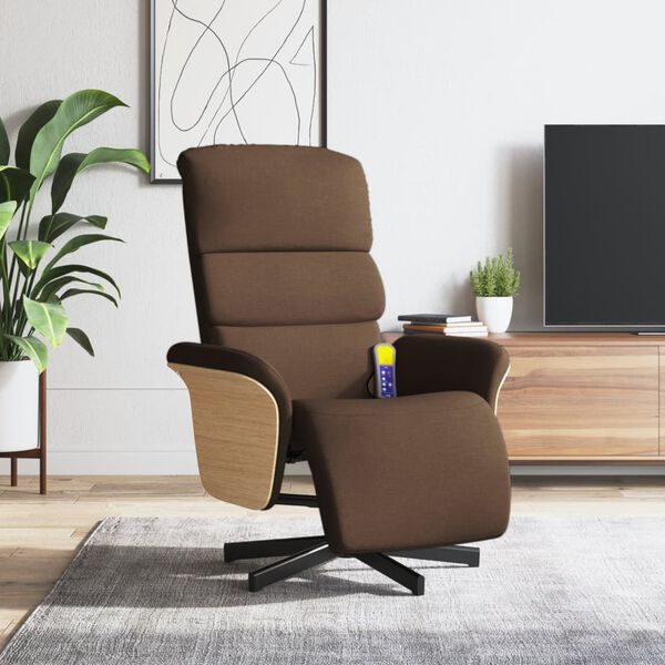 vidaXL Fauteuil inclinable de massage avec repose-pieds marron tissu