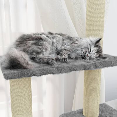 vidaXL Arbre à chat avec griffoirs en sisal Gris clair 155 cm