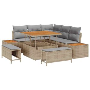 vidaXL Ensemble de canap&eacute; de jardin 8 pcs Beige Poly rotin
