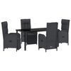vidaXL Ensemble de salle &agrave; manger pour jardin 5 pcs Noir polyrotin
