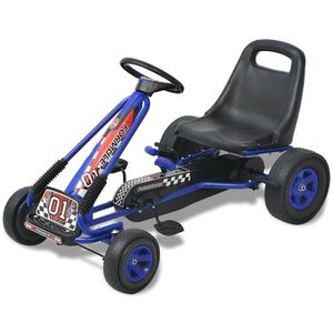 vidaXL Kart &agrave; p&eacute;dale avec si&egrave;ge ajustable Bleu