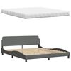 vidaXL Lit avec matelas gris fonc&eacute; 180x200 cm tissu