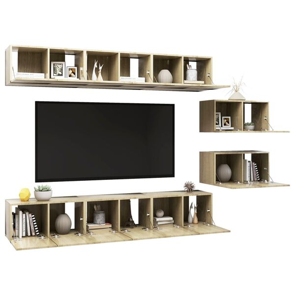 vidaXL Meubles TV 8 pcs Ch&ecirc;ne sonoma Bois d'ing&eacute;nierie