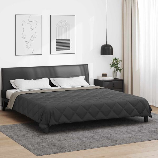 vidaXL Duvet d'&eacute;t&eacute; simple Gris clair et anthracite 240 x 260 cm