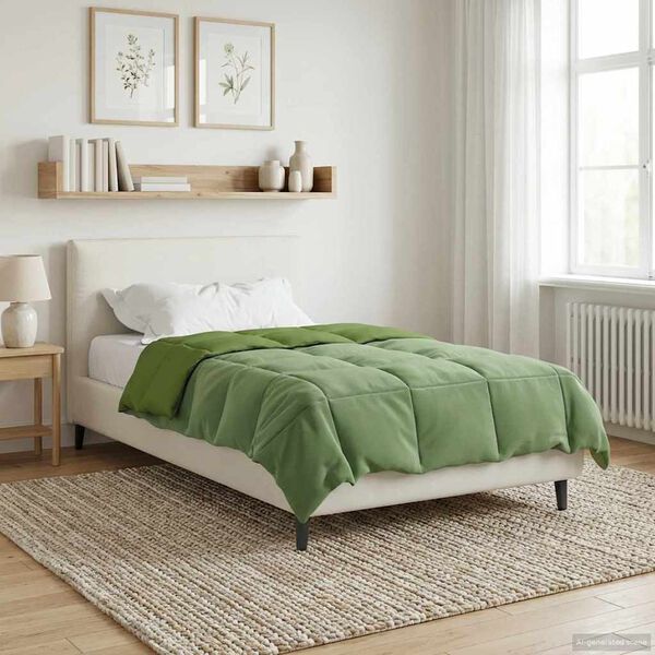 vidaXL Duvet complet toute l'ann&eacute;e Vert 140 x 220 cm Microfibre