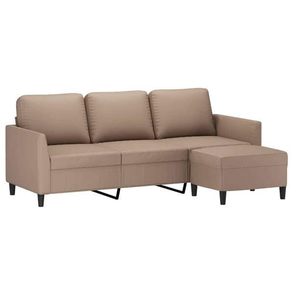 vidaXL Canap&eacute; &agrave; 3 places avec repose-pieds Cappuccino 180cm Similicuir
