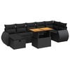 vidaXL Salon de jardin 5 pcs avec coussins noir r&eacute;sine tress&eacute;e acacia