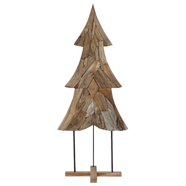vidaXL Sapin de No&euml;l avec support Marron 181,5 cm Bois de teck solide