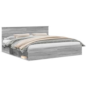 vidaXL Cadre de lit Sonoma gris 200 x 200 cm Pin massif
