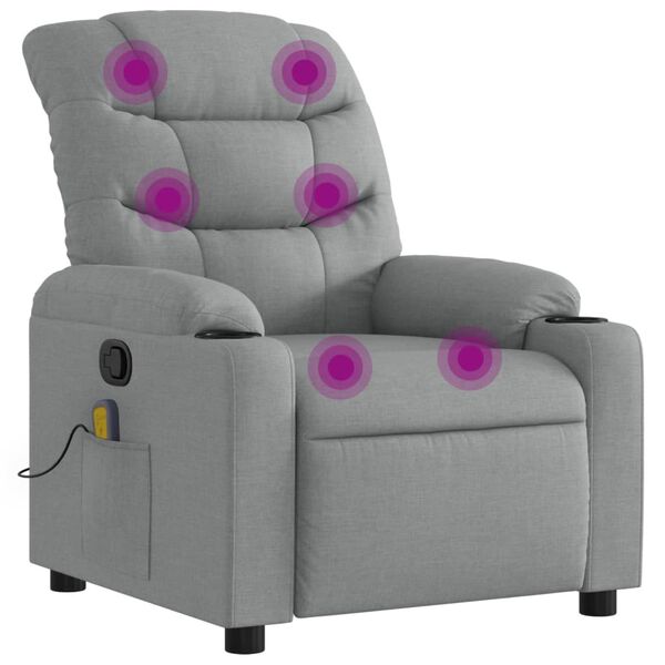 vidaXL Fauteuil de massage inclinable Gris clair Tissu