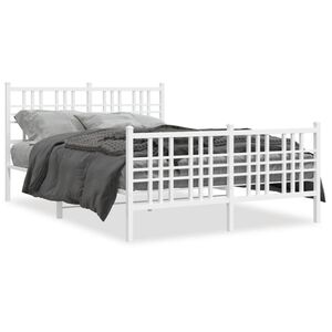 vidaXL Cadre de lit m&eacute;tal sans matelas et pied de lit blanc 140x190 cm