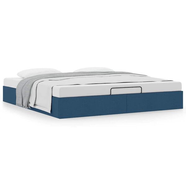 VidaXL Cadre de lit ottoman sans matelas bleu 160x200 cm tissu