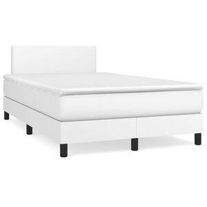 vidaXL Sommier &agrave; lattes de lit avec matelas Blanc 120x200cm Similicuir