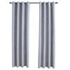 vidaXL Rideaux occultants avec anneaux en m&eacute;tal 2 pcs Gris 140x175 cm