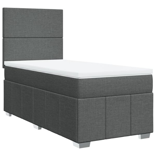 vidaXL Sommier &agrave; lattes de lit avec matelas Gris fonc&eacute; 80x200 cm Tissu